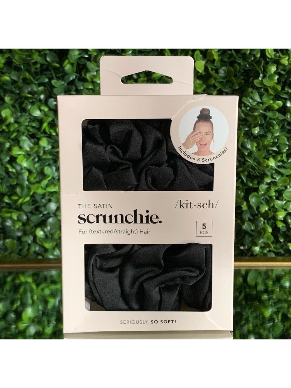 Kitsch Satin Sleep Scrunchies in Black | NEW | 5 Piece Set